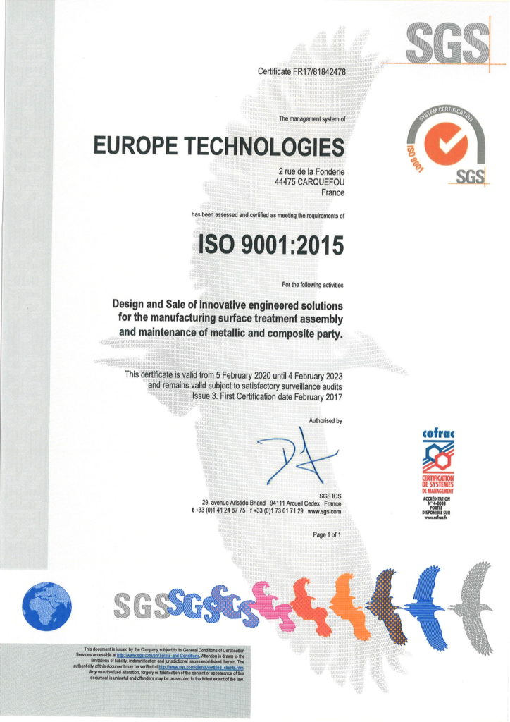 2020 Certificat ISO 9001 Europe Techn - Anglais