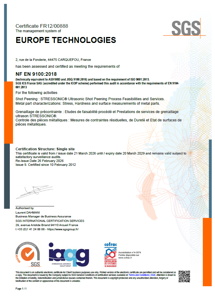 2026 - certification ISO 9100 EUROPE TECHNOLOGIES